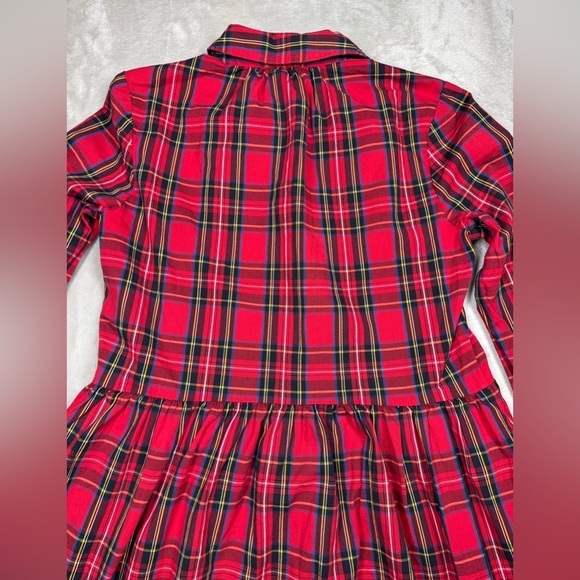 J.Crew Factory Red Green Tartan Plaid Collared Shirtdress Mini Dress Size 2 - Picture 13 of 16